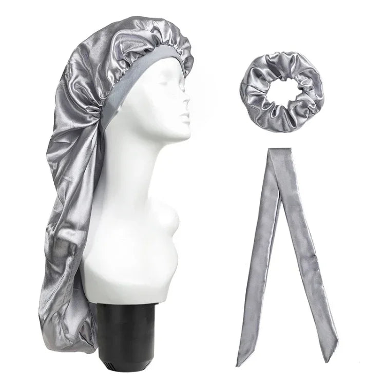 3 PCS/Conjunto Touca Longa para Cuidados de Cabelo + Turbante + Anel de Cabelo, Vermelho, Azul, Roxo, Preto, Branco, Laranja, Vermelho Rosado, Prateado, Champanhe, Azul Lago