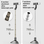 Mini Bastão Selfie Integrado Multifuncional Bluetooth, Especificação:, Q11S 76cm com Luz de Preenchimento, Q10S 70cm com Luz de Preenchimento, Q11 74CM sem Luz de Preenchimento, Q10 68CM sem Luz de Preenchimento