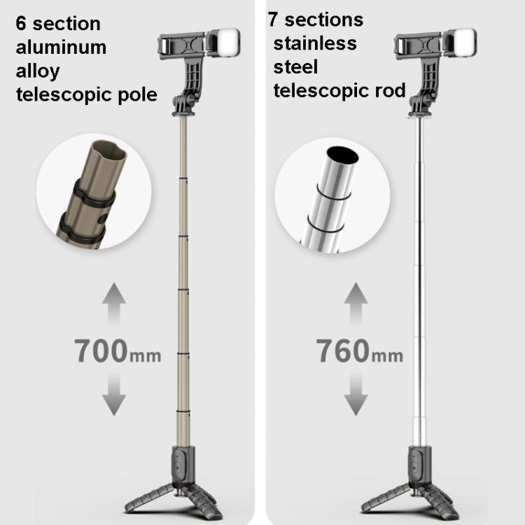 Mini Bastão Selfie Integrado Multifuncional Bluetooth, Especificação:, Q11S 76cm com Luz de Preenchimento, Q10S 70cm com Luz de Preenchimento, Q11 74CM sem Luz de Preenchimento, Q10 68CM sem Luz de Preenchimento