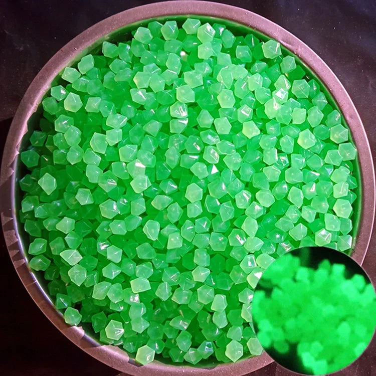 Pedra Rombóide Luminosa de Resina para Paisagem de Aquário de Jardim, Cor Mista, Azul, Ciano, Verde, Branco, Roxo, Amarelo, Vermelho