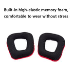 2 PCS Almofadas de Espuma para Auscultadores Logitech G35 / G930 / G430 / F450, Preto, Azul, Preto+Vermelho
