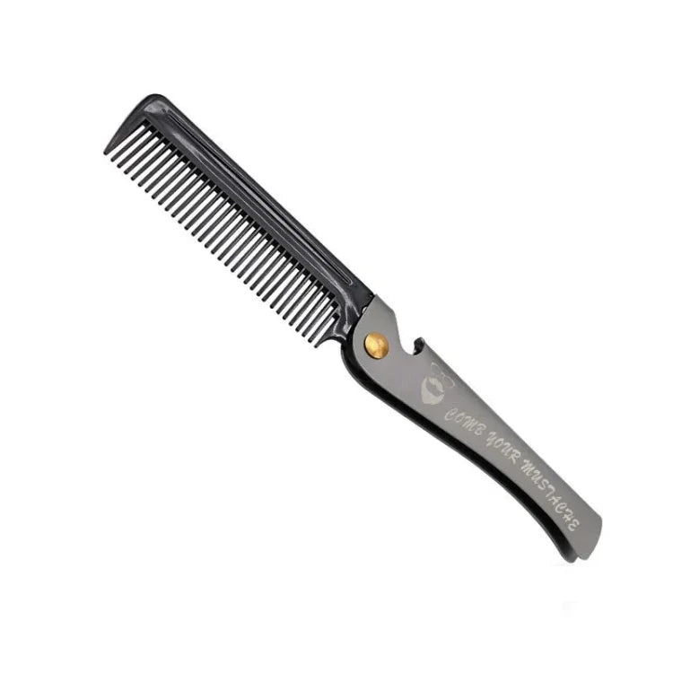 Pente Dobrável para Estilo de Barba com Óleo, Cinzento Banhado, Âmbar