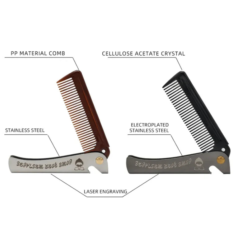 Pente Dobrável para Estilo de Barba com Óleo, Cinzento Banhado, Âmbar
