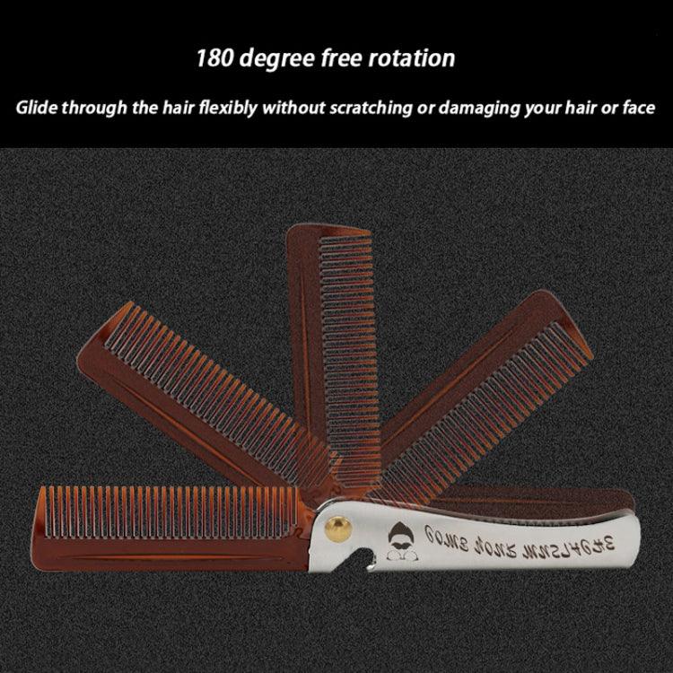 Pente Dobrável para Estilo de Barba com Óleo, Cinzento Banhado, Âmbar