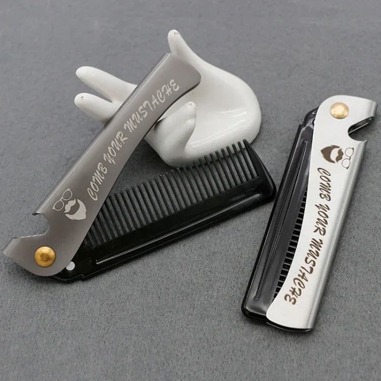Pente Dobrável para Estilo de Barba com Óleo, Cinzento Banhado, Âmbar