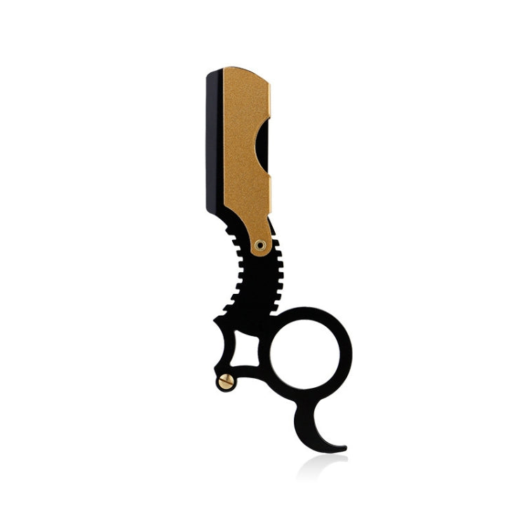 Anel Masculino em Aço Inoxidável com Lâmina de Barbear Sem Lâmina, Dourado, Preto