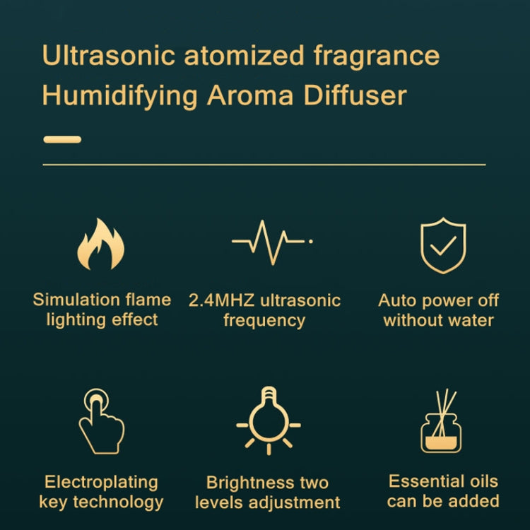 Difusor de Aroma Flame com Luz Noturna e Humidificador, Monocromático (Branco), Monocromático (Preto)