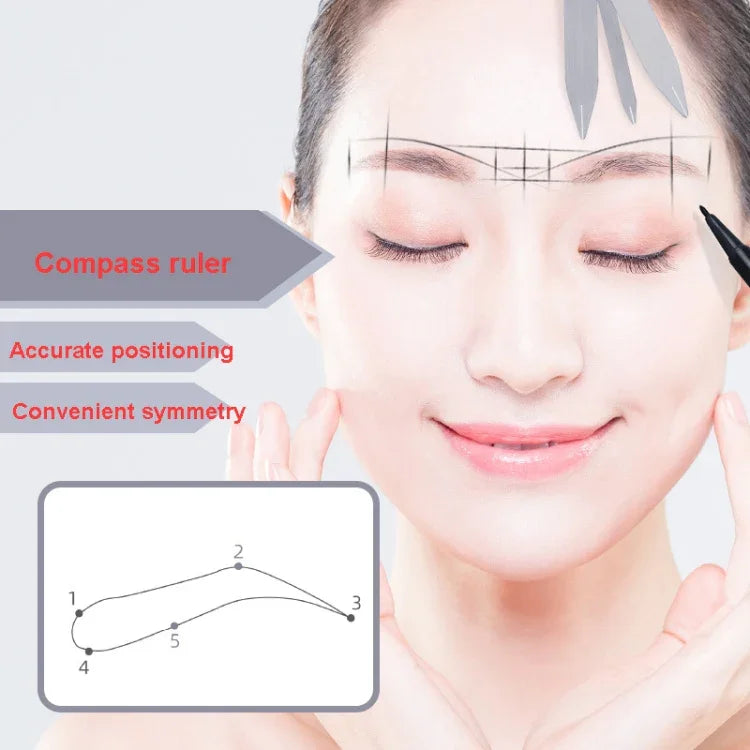 Régua de Medição para Sobrancelhas com Posicionamento de Três Pontos para Tatuagem, Prateado, Dourado, Preto