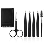 Conjunto de Aparador de Sobrancelhas 6 em 1 em Aço Inoxidável, Preto, Colorido