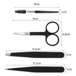 Conjunto de Aparador de Sobrancelhas 6 em 1 em Aço Inoxidável, Preto, Colorido