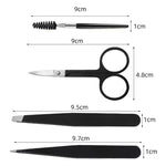 Conjunto de Aparador de Sobrancelhas 6 em 1 em Aço Inoxidável, Preto, Colorido