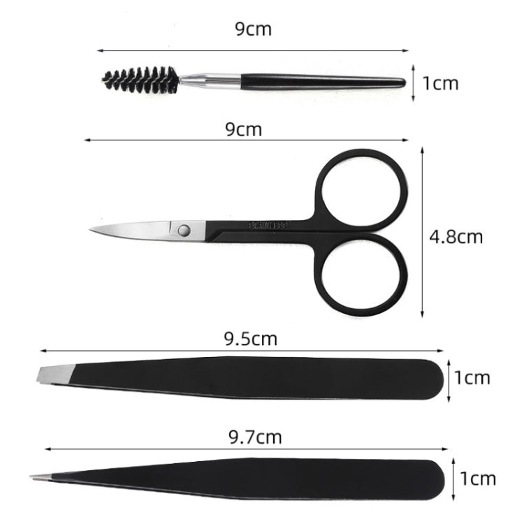 Conjunto de Aparador de Sobrancelhas 6 em 1 em Aço Inoxidável, Preto, Colorido