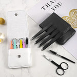 Conjunto de Aparador de Sobrancelhas 6 em 1 em Aço Inoxidável, Preto, Colorido