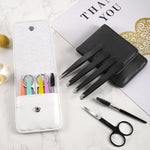 Conjunto de Aparador de Sobrancelhas 6 em 1 em Aço Inoxidável, Preto, Colorido