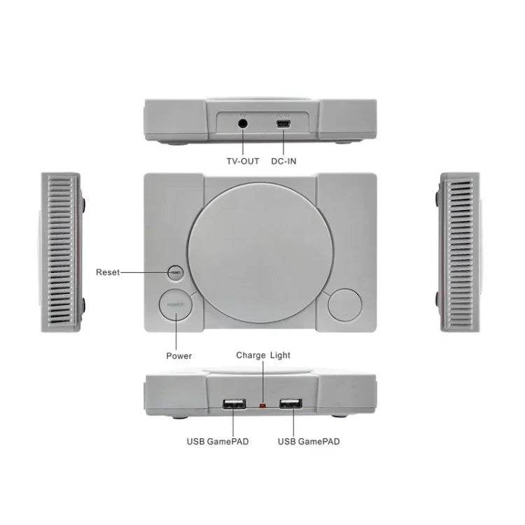 Consola de Jogos TV Mini 8-Bit para Dois Jogadores com 620 Jogos Integrados, PS1 mini (Plugue UE)