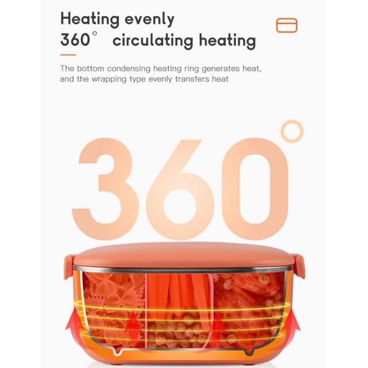 48W 1L  304 Stainless Steel Heating Lunch Box Can Be Plugged In, US Plug, 12V Car Plug, EU Plug, UK Plug