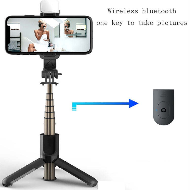 Bastão Selfie Bluetooth CYKE L11S com Luz de Beleza e Tripé para Transmissão em Direto, L11S