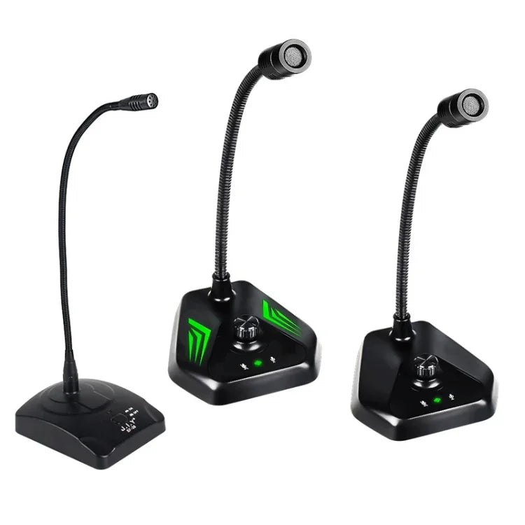 MI520 Microfone Condensador de Pescoço de Ganso para Computador de Secretária, Versão USB com Luz RGB Respiratória
