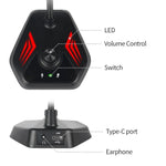 MI520 Microfone Condensador de Pescoço de Ganso para Computador de Secretária, Versão USB com Luz RGB Respiratória