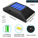 Luz de Parede Solar Decorativa Impermeável para Exterior, Especificações:, 6 LEDs Luz Branca, 6 LEDs Luz Quente