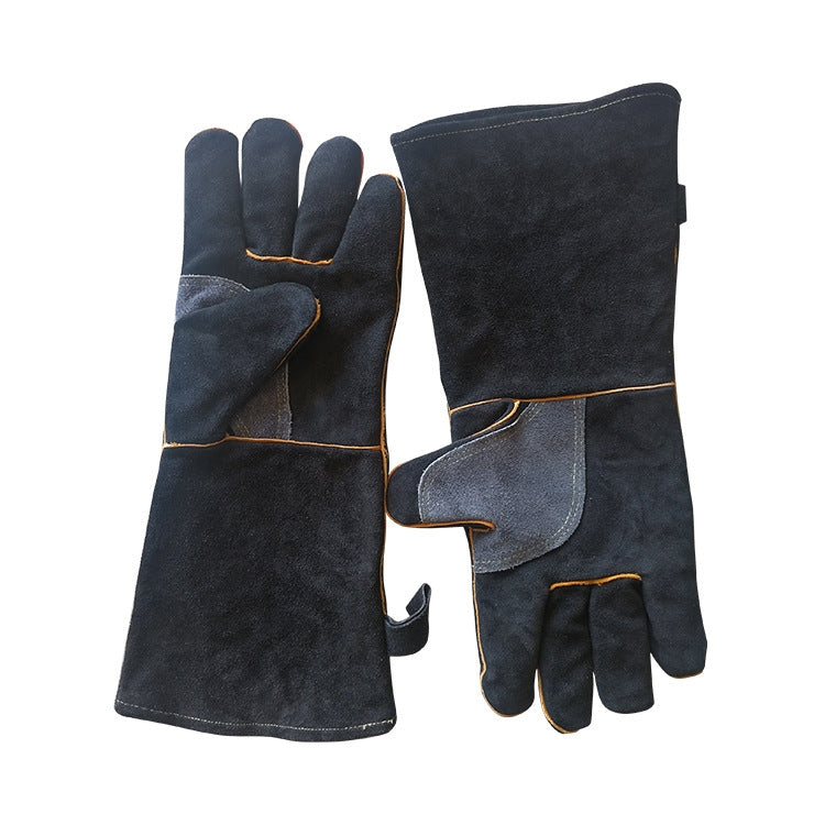 1 Par de Luvas de Soldadura em Pele de Vaca à Prova de Cortes para Jardinagem ao Ar Livre, Comprimento, 35cm, 40cm