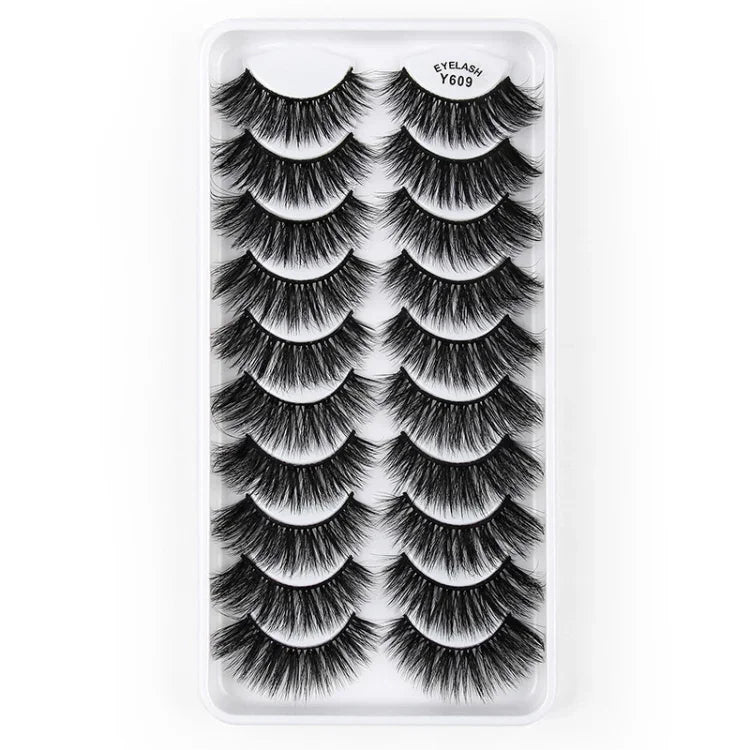 10 Pairs 3D Cat Eye False Eyelashes Naturally Thick And Fluffy Eyelashes, Y600, Y601, Y602, Y603, Y604, Y605, Y606, Y607, Y608, Y609