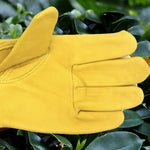 1 Par de Luvas de Jardim JJ-GD305 em Couro Genuíno, Resistentes a Facadas e Cortes, Tamanho: S, M, L, XL