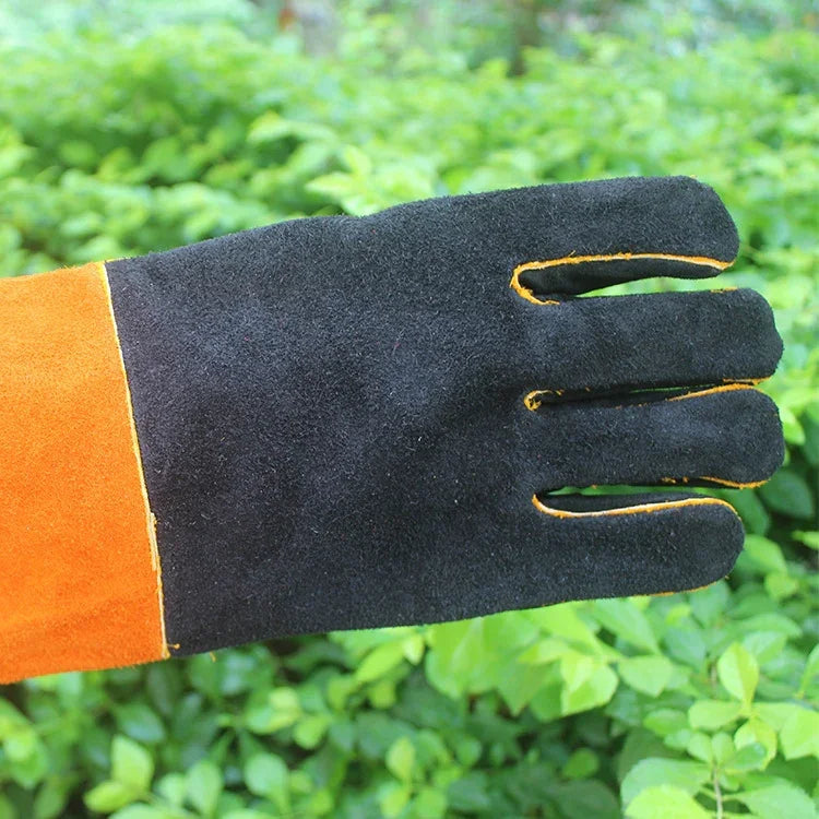 1 Par de Luvas de Soldadura JJ-S2011 para Jardim ao Ar Livre, Resistentes a Cortes, em Couro Genuíno, JJ-S2011
