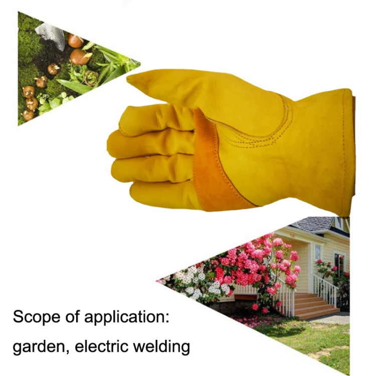 1 Par de Luvas de Segurança para Trabalho em Jardinagem ao Ar Livre JJ-1004 em Pele Genuína para Soldadura, S, M, L, XL