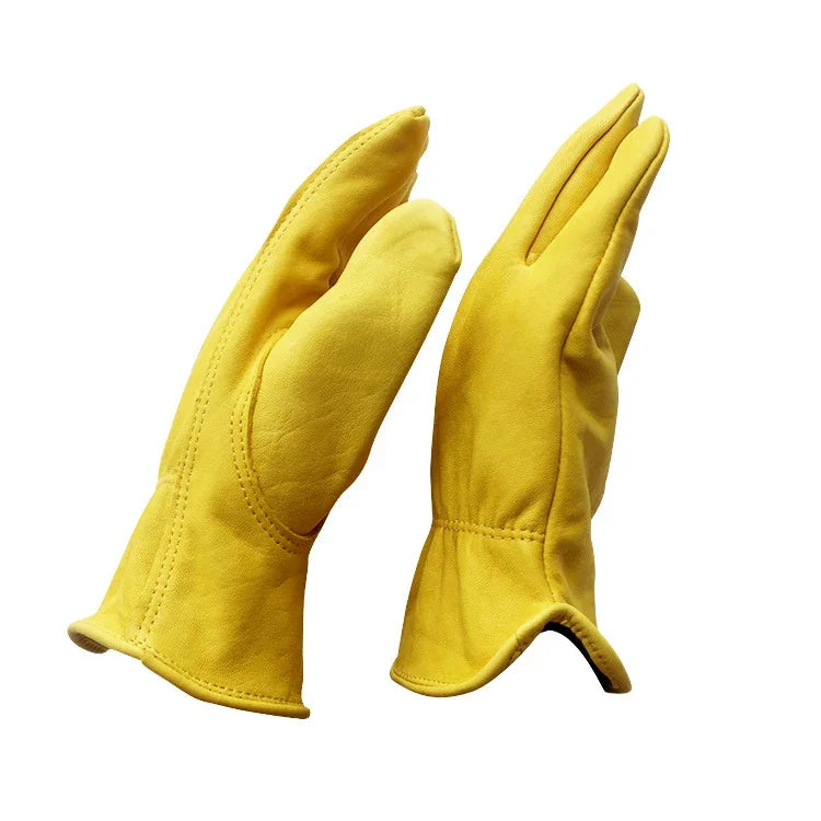 1 Par de Luvas de Segurança para Jardinagem e Ciclismo ao Ar Livre JJ-5002 em Couro Genuíno, Tamanho: S, M, L, XL