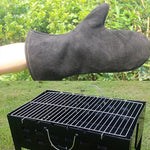 1 Par de Luvas de Isolamento Térmico em Couro Genuíno para Churrasco ao Ar Livre, KX139