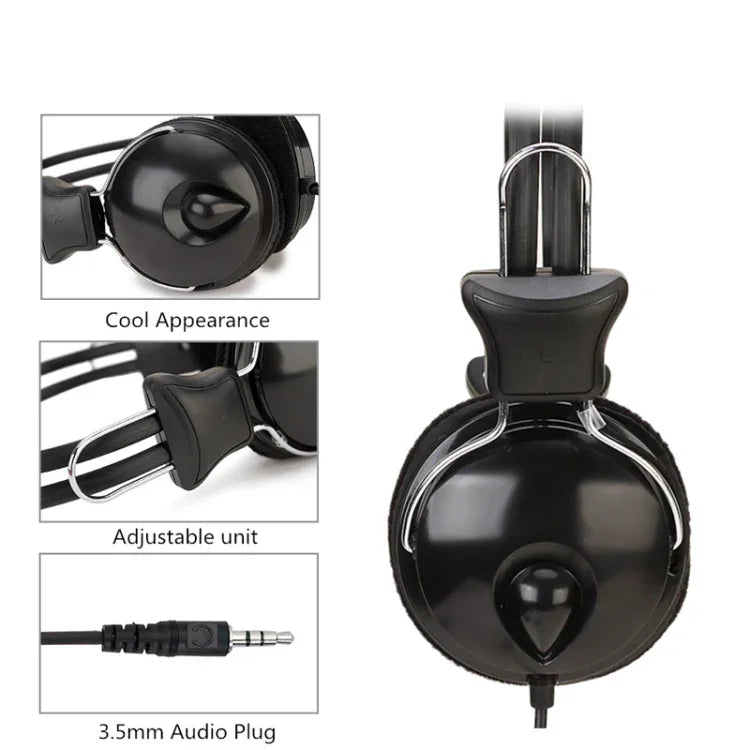 Soyto SY808MV Auscultadores para Aula Online e Escritório, Comprimento do Cabo: 1,6m, Preto 3,5mm, Preto 6,5mm