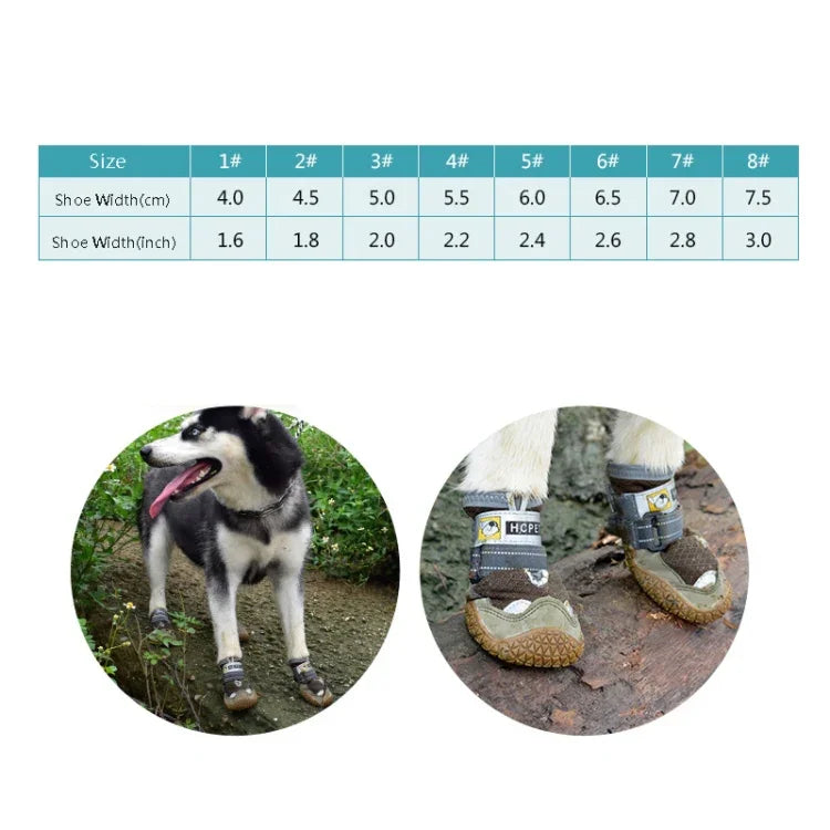4 PCS / Conjunto HCPET Sapatos para Cão com Rede Respirável, Nº1 4cm, Nº2 4.5cm, Nº3 5cm, Nº4 5.5cm, Nº5 6cm, Nº6 6.5cm, Nº7 7cm, Nº8 7.5cm