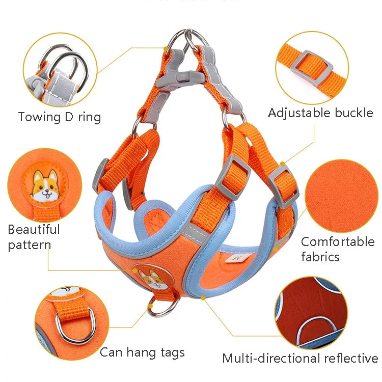 BL-867 Correias Peitorais para Animais Corda Refletora para Tração de Cão, Tamanho:, S, M, L, XL