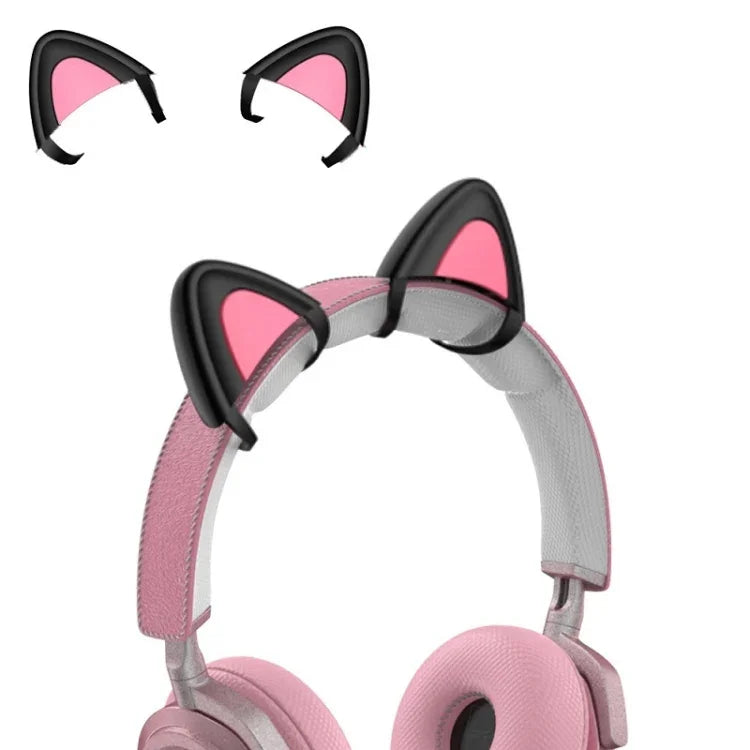 T6 Decoração de Orelhas de Gato para Auscultadores, Preto, Branco