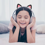 T6 Decoração de Orelhas de Gato para Auscultadores, Preto, Branco