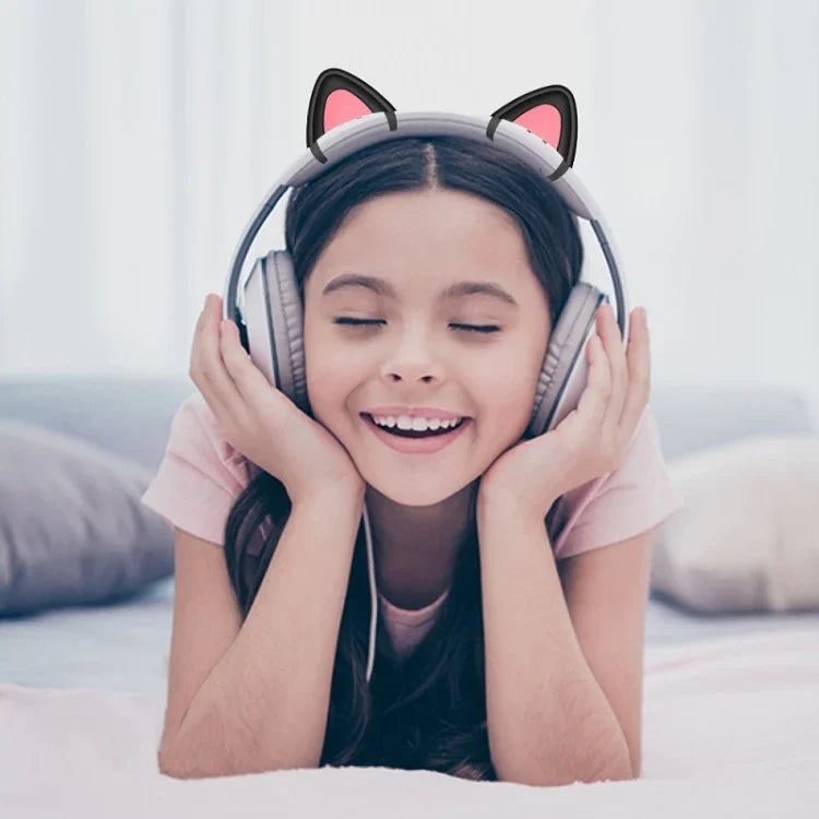 T6 Decoração de Orelhas de Gato para Auscultadores, Preto, Branco
