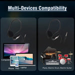 Auricular com Fio Soyto SY720 para Estudante Equipado para Piano Eletrónico, Bateria, Guitarra, 3.5mm