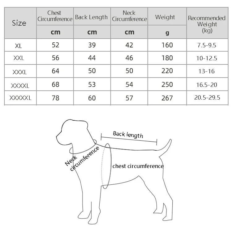 BL-677 Roupa para Cão para Outono e Inverno, XL, XXL, XXXL, XXXXL, XXXXXL
