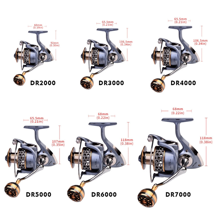 Carretel de Pesca PROBEROS com Arame Metálico, Modelo: DR2000, DR3000, DR4000, DR5000, DR6000, DR7000