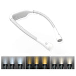 Candeeiro de Pescoço para Pendurar, Candeeiro LED de Leitura com Proteção para os Olhos para Estudante, USB Recarregável, Candeeiro de Livro, Branco, Preto