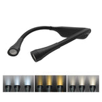 Candeeiro de Pescoço para Pendurar, Candeeiro LED de Leitura com Proteção para os Olhos para Estudante, USB Recarregável, Candeeiro de Livro, Branco, Preto