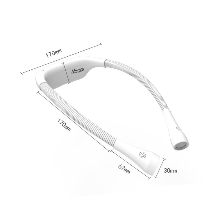 Candeeiro de Pescoço para Pendurar, Candeeiro LED de Leitura com Proteção para os Olhos para Estudante, USB Recarregável, Candeeiro de Livro, Branco, Preto