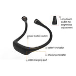 Candeeiro de Pescoço para Pendurar, Candeeiro LED de Leitura com Proteção para os Olhos para Estudante, USB Recarregável, Candeeiro de Livro, Branco, Preto