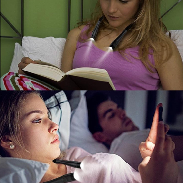 Candeeiro de Pescoço para Pendurar, Candeeiro LED de Leitura com Proteção para os Olhos para Estudante, USB Recarregável, Candeeiro de Livro, Branco, Preto