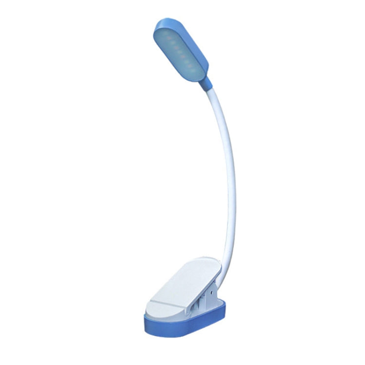 Candeeiro de Secretária Mini com Clipe e 9 LEDs, Carregamento USB, Candeeiro de Leitura com Proteção para os Olhos para Estudante, Azul e Branco, Preto