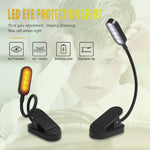 Candeeiro de Secretária Mini com Clipe e 9 LEDs, Carregamento USB, Candeeiro de Leitura com Proteção para os Olhos para Estudante, Azul e Branco, Preto