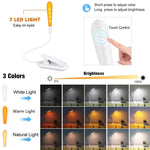 Luz de Clipe Dobrável para Livro 8027D-2 com 7 Contas LED para Proteção dos Olhos para Leitura, Branco, Preto