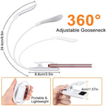 Luz de Clipe Dobrável para Livro 8027D-2 com 7 Contas LED para Proteção dos Olhos para Leitura, Branco, Preto