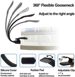 Luz de Clipe Dobrável para Livro 8027D-2 com 7 Contas LED para Proteção dos Olhos para Leitura, Branco, Preto